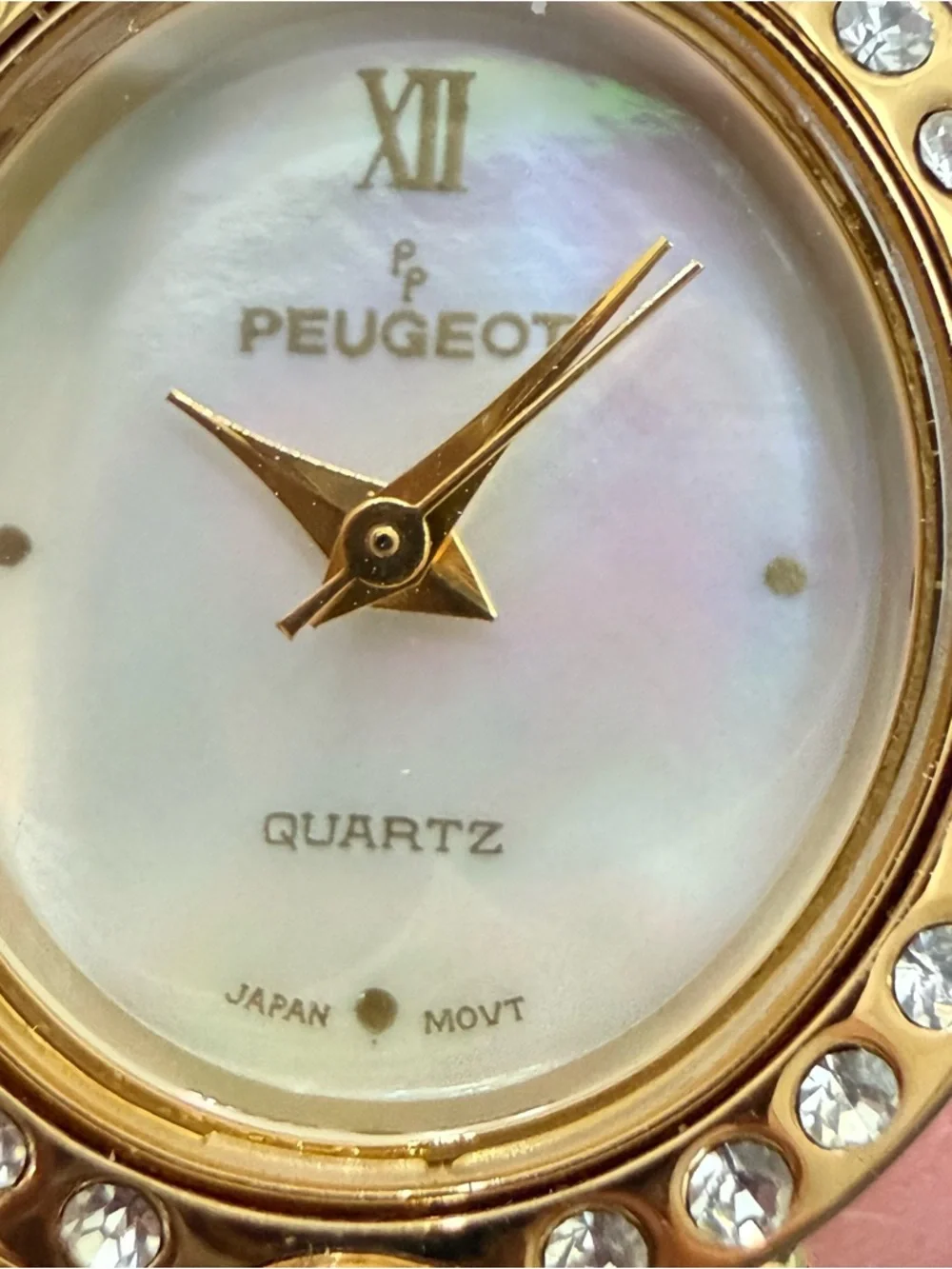 Vintage PEUGEOT Gold-tone Interchangeable Bezels & Studs Rhinestones Watch - Picture 11 of 13
